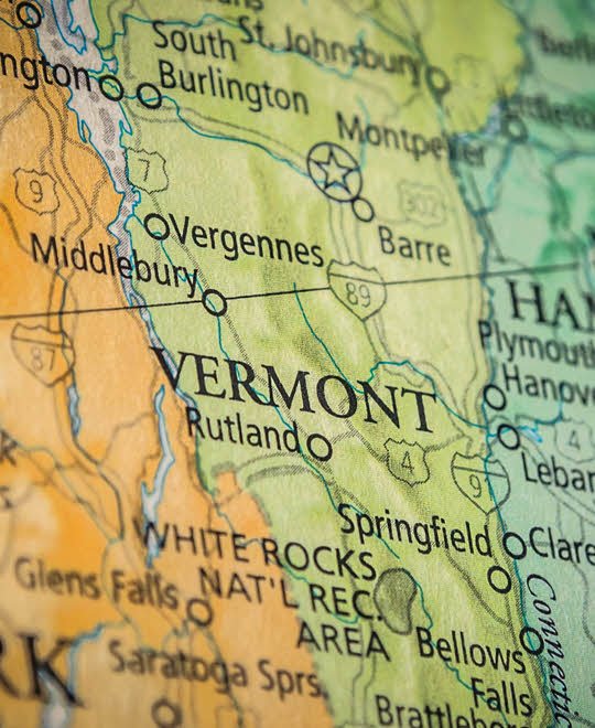 Map Showing Vermont
